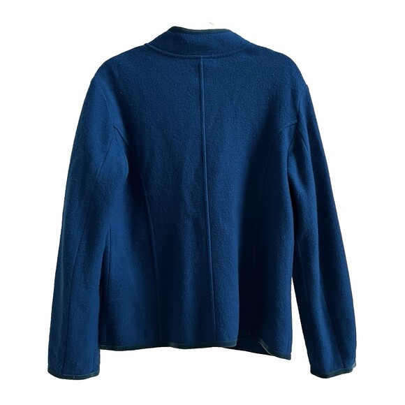 Vintage Talbots Royal Blue Merino Wool Blazer Coat Velvet Trim Size Large - Picture 7 of 8